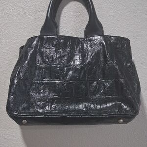 Doncaster Black Croc-Embossed Tote